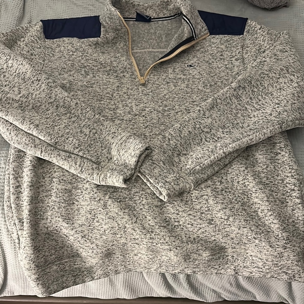Vineyard Vines Men's Gray Quarter-Zip Sweater